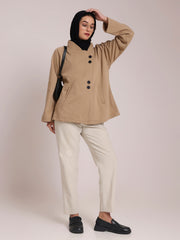 Beige Fleece Jacket for Women– Modest Winter Wear