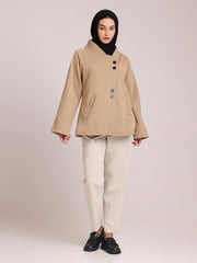 Beige Fleece Jacket for Women– Modest Winter Wear