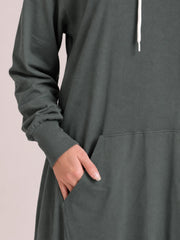Jersey Hoodie Abaya for Women – Dusty Sage Green Casual Modest Wear