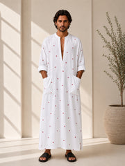 Men’s White Cotton Oversized Kaftan Thobe | Relaxed Islamic Robe