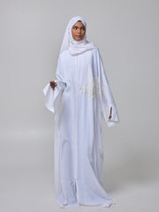 Modest White Lace Abaya Burqa with Matching Hijab for Women