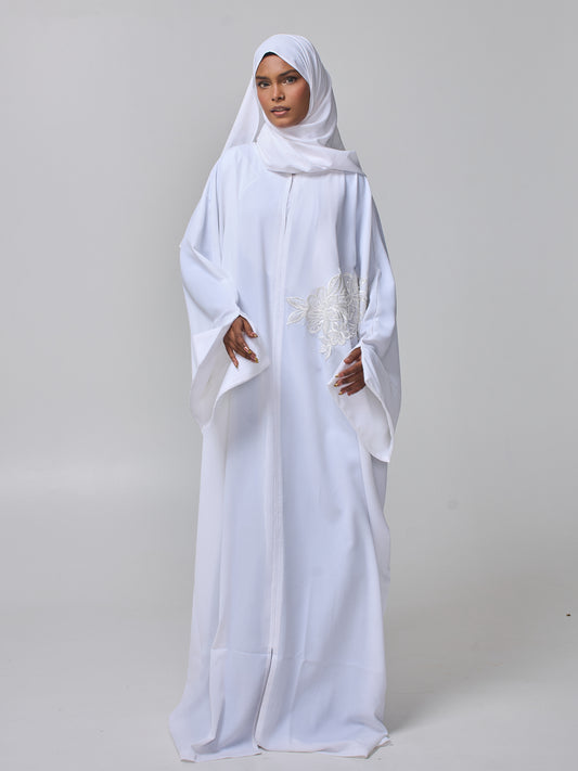 Modest White Lace Abaya Burqa with Matching Hijab for Women