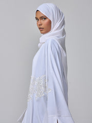 Modest White Lace Abaya Burqa with Matching Hijab for Women