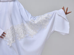 Modest White Lace Abaya Burqa with Matching Hijab for Women