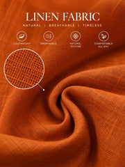 Men’s Orange Solid Linen Oversized Resort Wear Kaftan