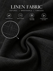 Men’s Black Solid Linen Oversized Resort Wear Kaftan