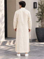 Men’s Off White Solid Linen Oversized Resort Wear Kaftan