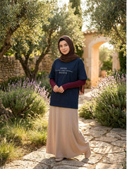 Deen Over Dunya Modest Navy Blue T-Shirt for Women