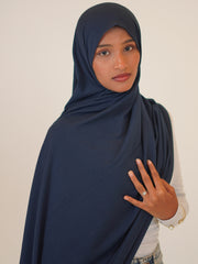 Navy Blue Solid Viscose Jersey Hijab