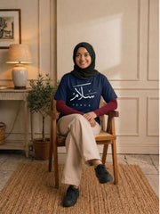 Salam Peace Arabic Modest Navy Blue T-Shirt
