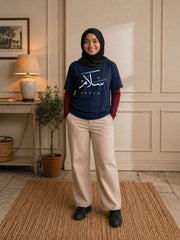 Salam Peace Arabic Modest Navy Blue T-Shirt