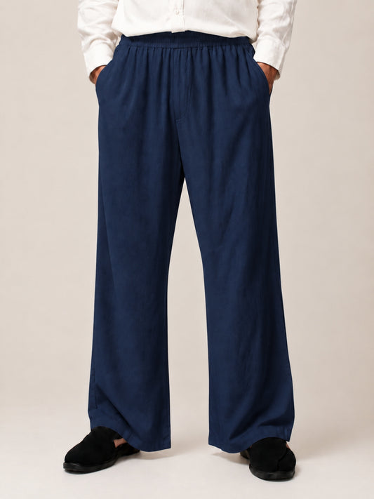 Navy Blue Solid Farsi Pants for Men