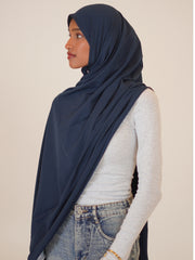 Navy Blue Solid Viscose Jersey Hijab