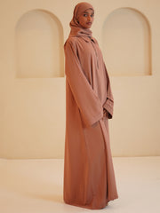 Modest Casual Rust Women’s Zip Abaya with Matching Dupatta