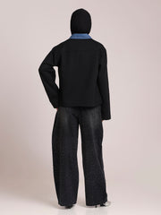 Fleece Denim Front Open Jacket for Women– Modest Winter Wear