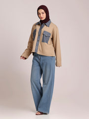 Front Open Fleece Denim Jacket for Women– Winter Wear