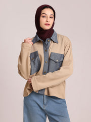 Front Open Fleece Denim Jacket for Women– Winter Wear