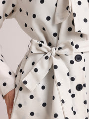 Polka Dot Printed Wrap-Tie Jacket for Women
