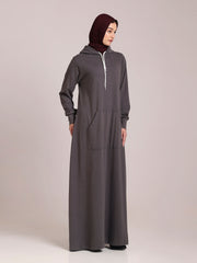 Grey Jersey Hoodie Abaya for Women – Modest Wear