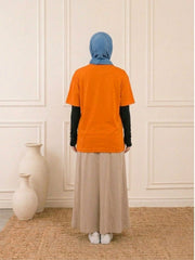 Deen Over Dunya Modest Orange T-Shirt for Women