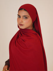 Red Solid Viscose Jersey Hijab
