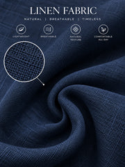 Men's Linen Solid Navy Blue Co-Ord Set