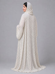 Polka Printed Modest Shrug Abaya with Black Inner & Matching Hijab