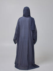Polka Printed Modest Shrug Abaya with White Inner & Matching Hijab