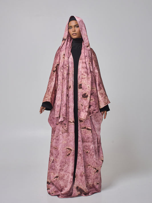 Modest 2 Piece Printed Shrug Abaya with Matching Hijab