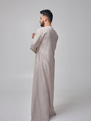 Men's Moroccan Embroidered Light Grey Thobe