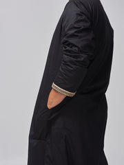 Men's Moroccan Embroidered Black Thobe