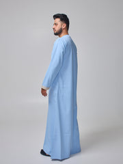 Men's Moroccan Embroidered Sky Blue Thobe