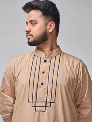 Beige Solid Arabic Thobe for Men