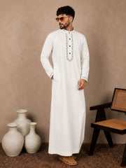 White Embroidered Men's Thobe / Jubba