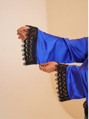 Women’s Royal Blue Modest Asymmetric Lace Tunic Top