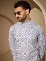 Cotton Printed Kurta Pyjama Set for Men – Traditional Festive Wear