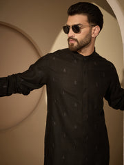 Embroidered Cotton Linen Kurta Pyjama Set for Men