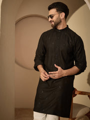 Embroidered Cotton Linen Kurta Pyjama Set for Men