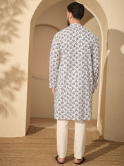 Pure Cotton Printed Men's Kurta Pyjama Set – Traditional Festive Wear