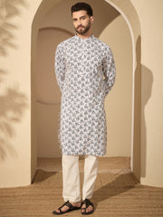 Pure Cotton Printed Men's Kurta Pyjama Set – Traditional Festive Wear