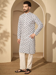 Pure Cotton Printed Men's Kurta Pyjama Set – Traditional Festive Wear