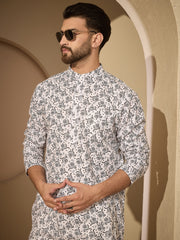 Pure Cotton Printed Men's Kurta Pyjama Set – Traditional Festive Wear