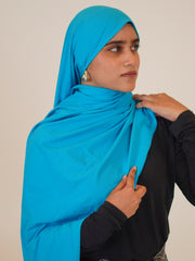 Turquoise Blue Solid Viscose Jersey Hijab