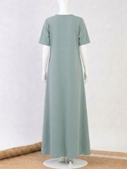 Half Sleeve Sea Green Solid Inner Layering For Women