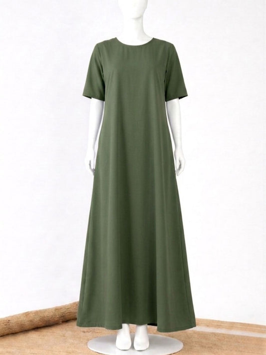 Half Sleeve Jade Green Solid Inner Layering For Women