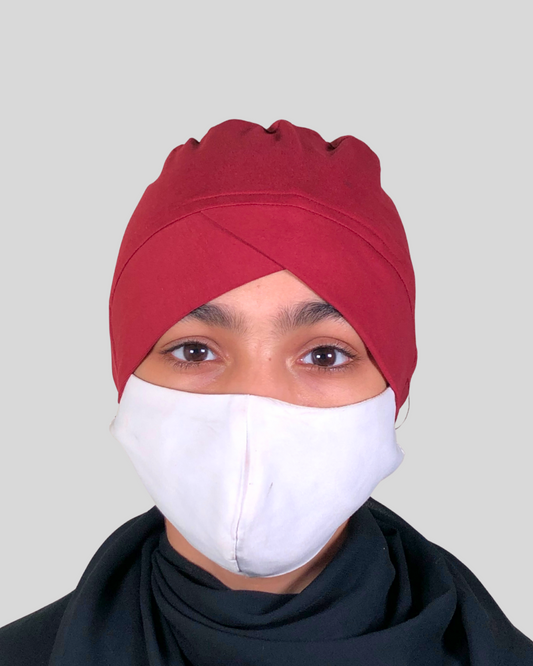 Maroon Turban-style Hijab Cap