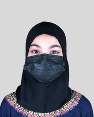 Black Stretch Cotton Jersey Instant Tie Hijab Cap