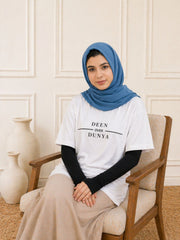Deen Over Dunya Modest White T-Shirt for Women