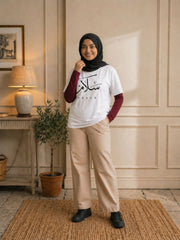 Salam Peace Arabic Modest White T-Shirt