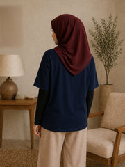 Alhamdulillah Modest Navy Blue T-Shirt for Women